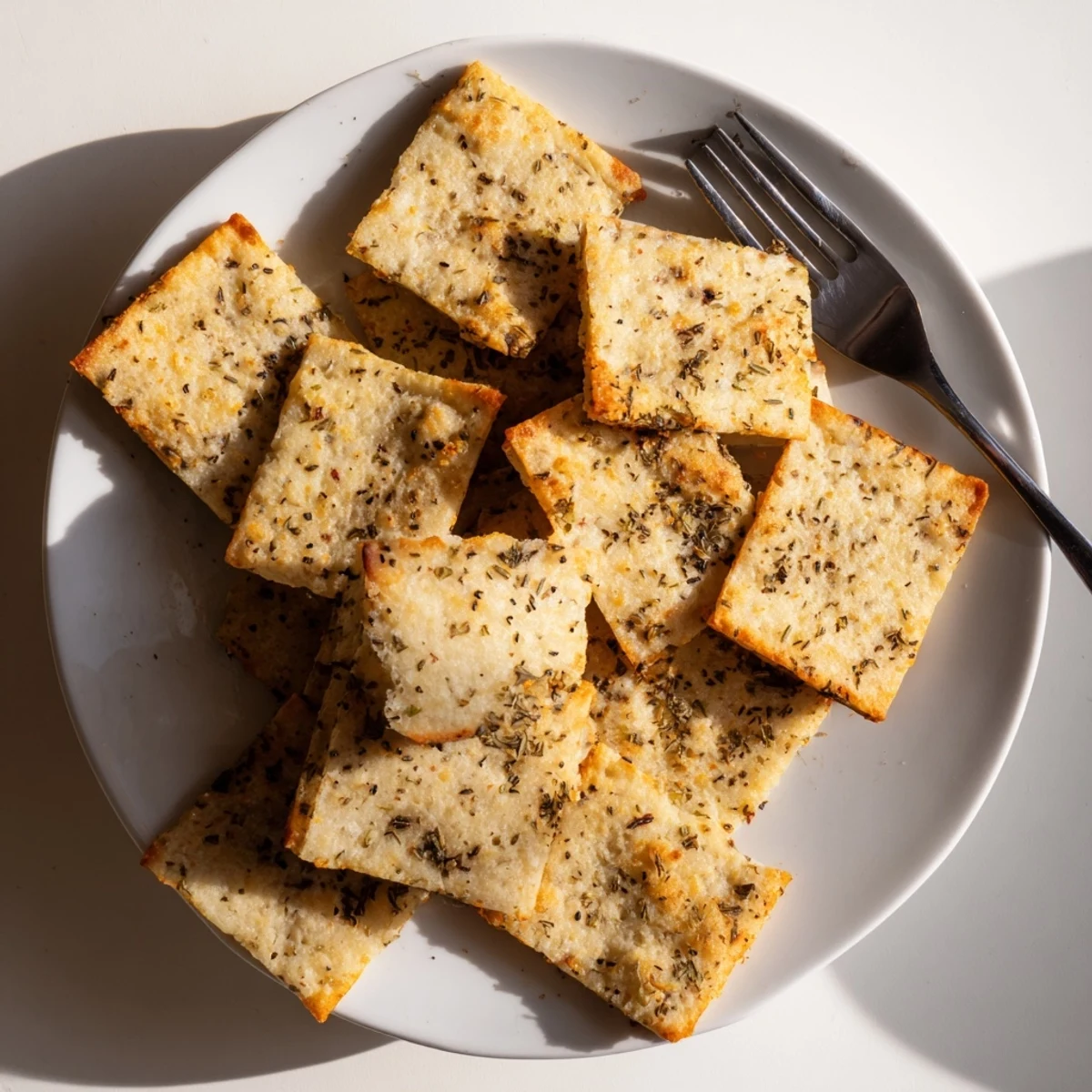 Golden-brown savory snacks, ready to eat, featuring a delicious cheese and herb flavor.