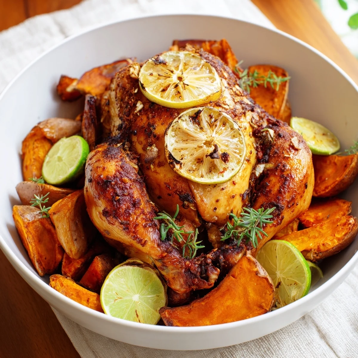 Geroestetes Huhn mit Wurzelgemuese