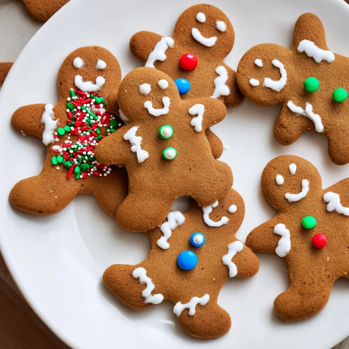 Festlich dekorierte Lebkuchen Männer, ein Klassiker mit knackigem Zuckerguss und farbenfrohen Streuseln für kulinarische Freude.