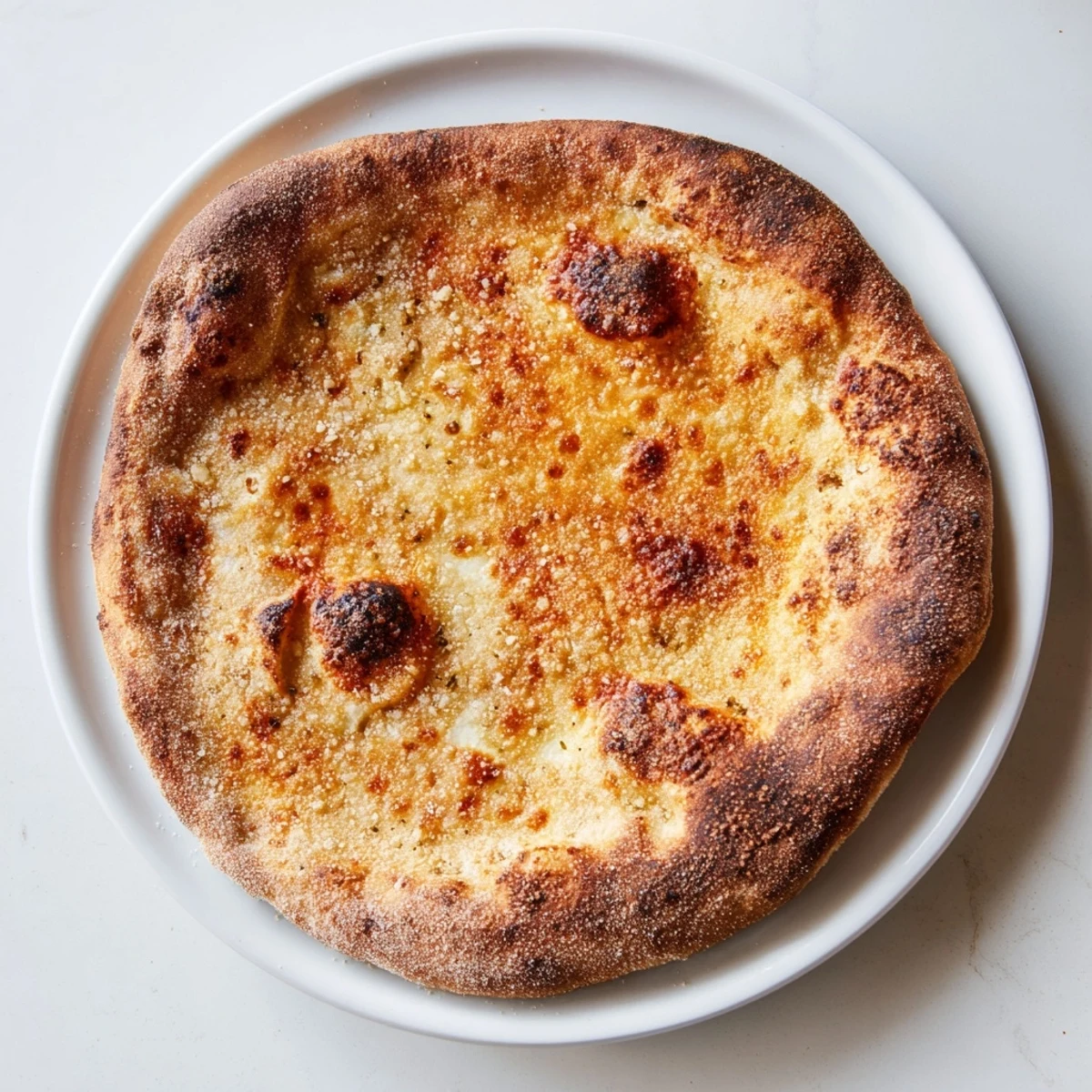 This image shows a beautifully baked crust, the foundation for any tasty pizza, ready to bake.