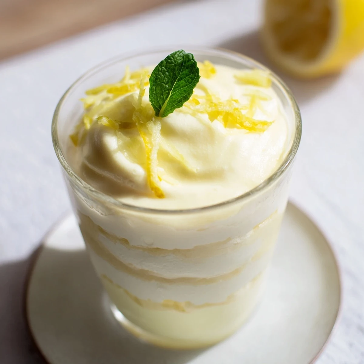This creamy **Lemon Dessert** showcases a vibrant yellow hue, perfect for a refreshing after-dinner enjoyment.