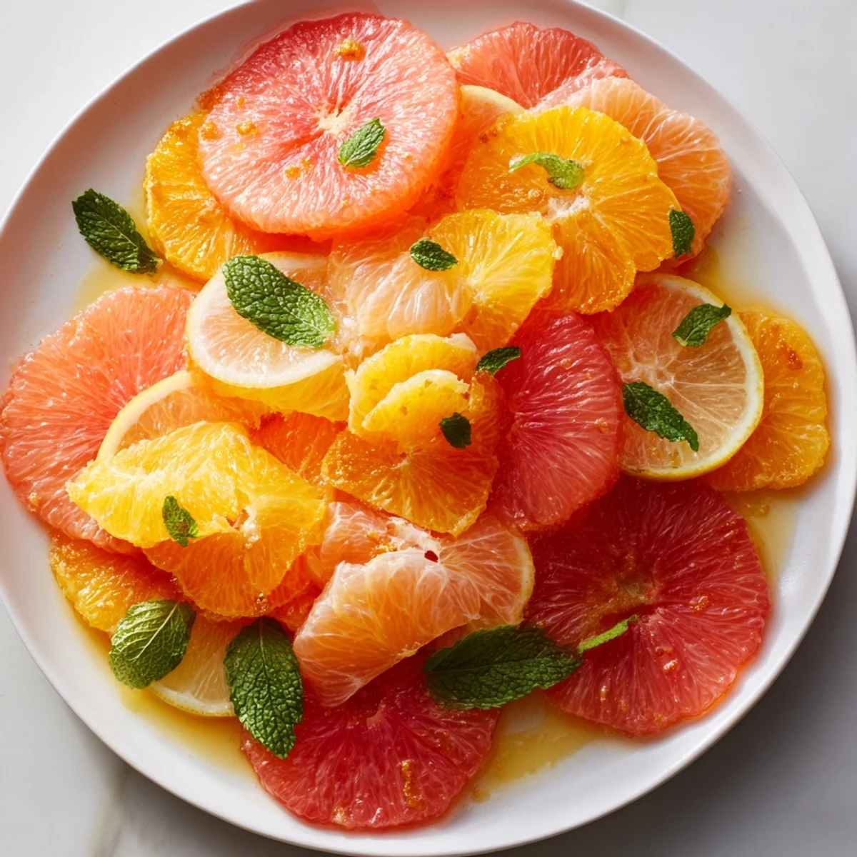 A colorful Citrus Fruit Salad, with juicy orange and grapefruit slices, ready to enjoy.