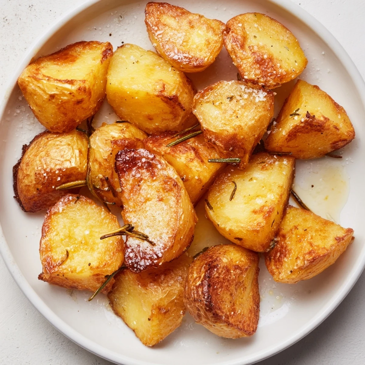 Golden roast potatoes, crispy and golden-brown, a perfect side dish for any dinner.