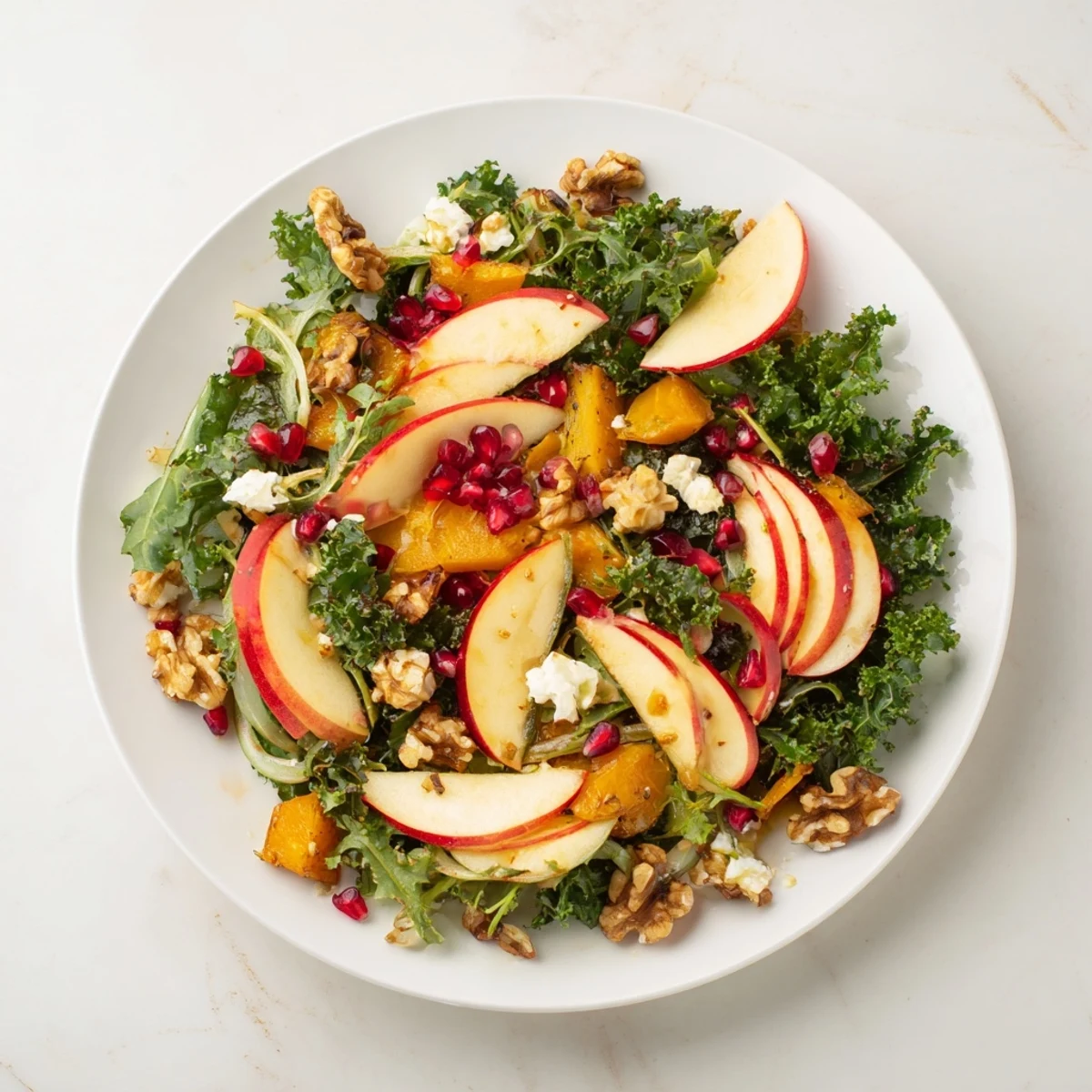 Imagine the deliciousness: a colorful winter salad ready to be enjoyed as a meal.
