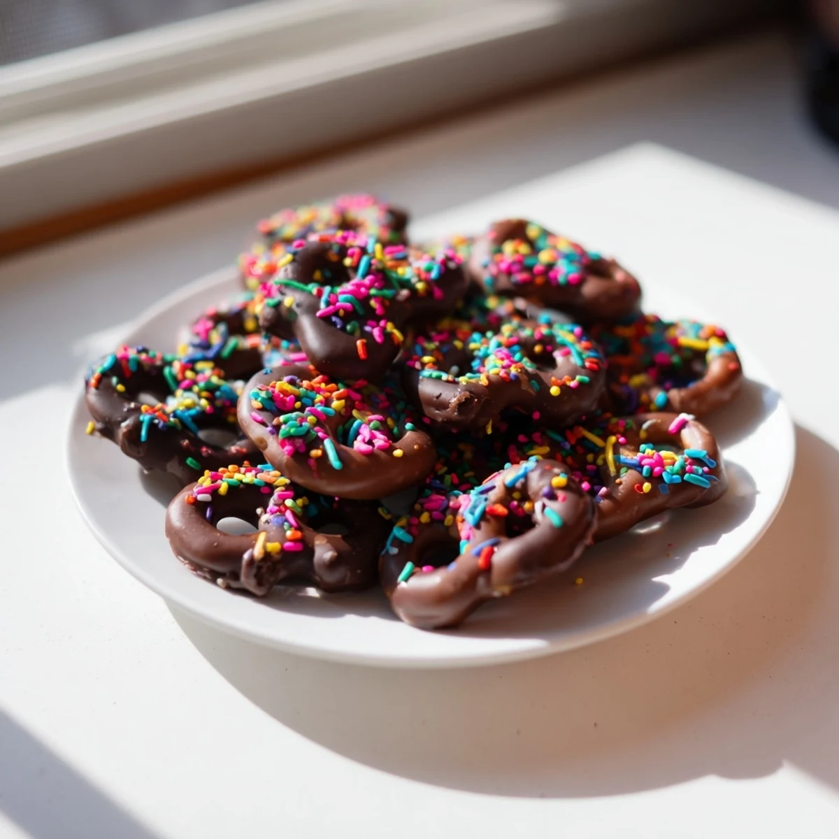 Festive view of vibrant Chocolate Covered Pretzels, ready-to-eat with a perfect mix of textures and flavors.