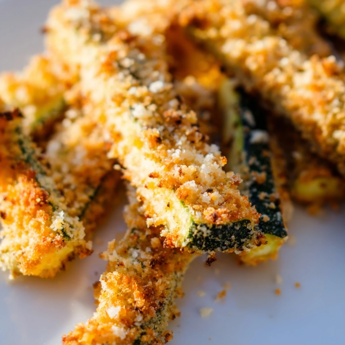Crispy Baked Parmesan Zucchini Fries, golden and crunchy, served with warm marinara dipping sauce.
