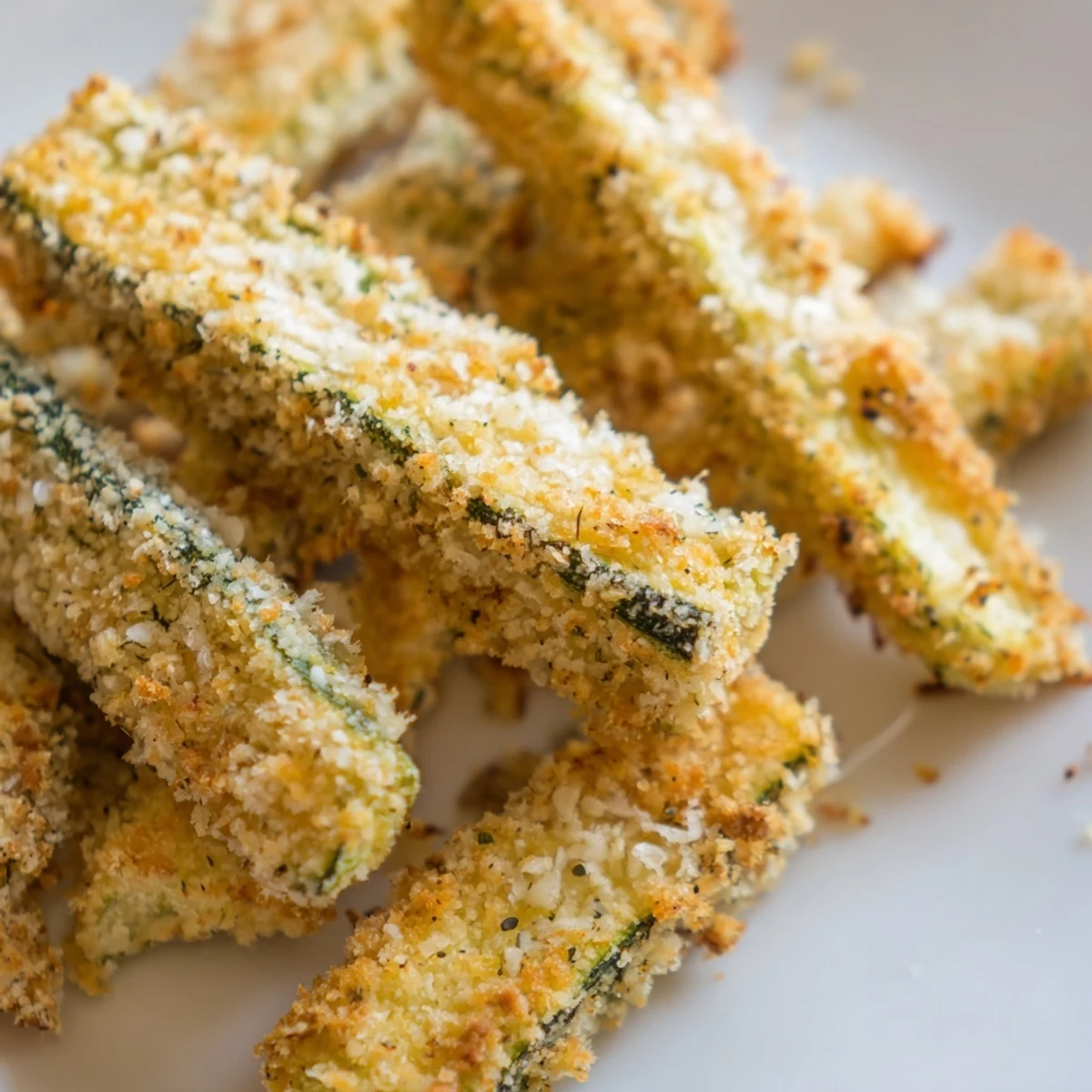 Freshly baked Baked Parmesan Zucchini Fries on a platter, paired with creamy ranch for dipping.