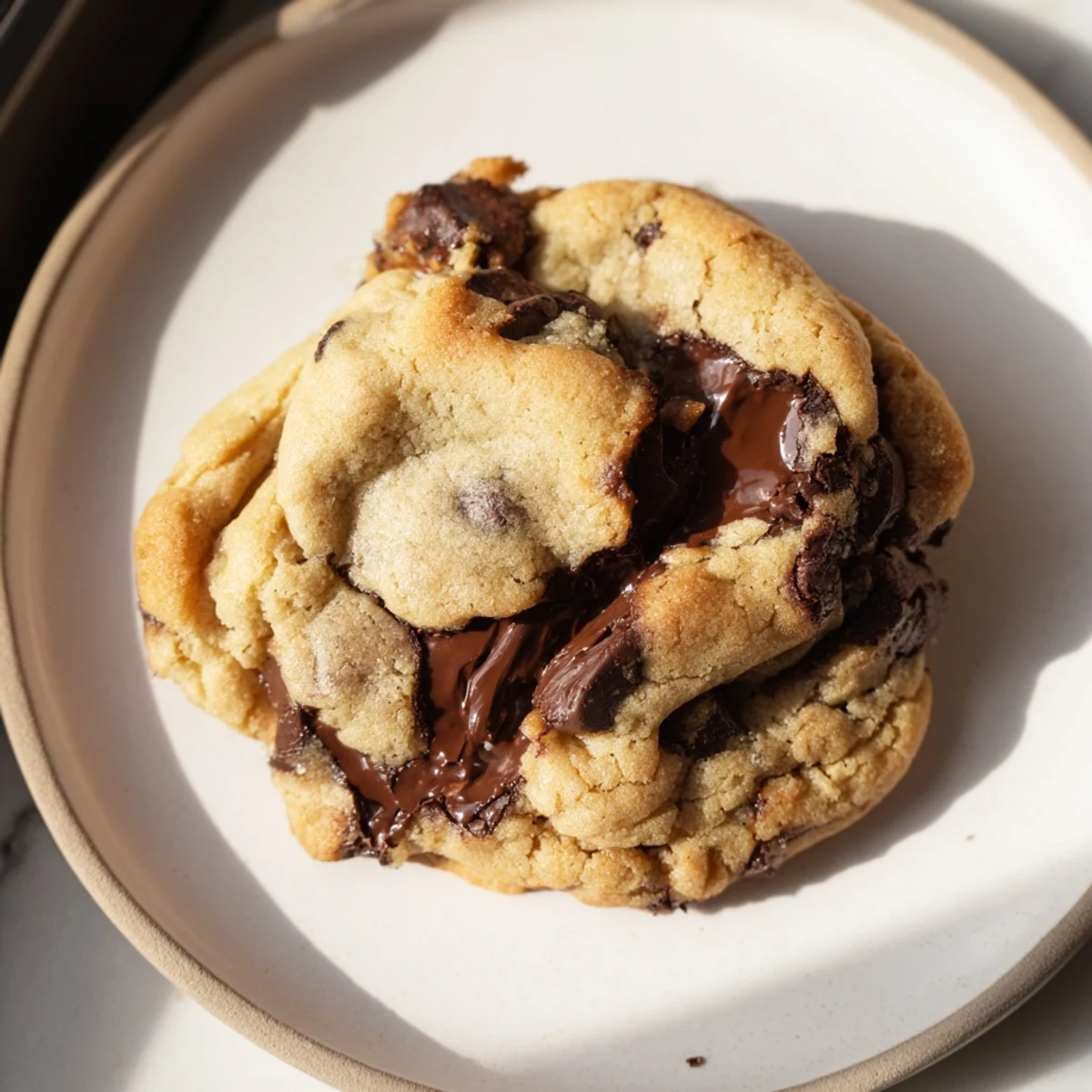 Klassische Chocolate Chip Cookies mit knusprigen Rändern und weichen Zentren, perfekt für süße Snack-Momente.