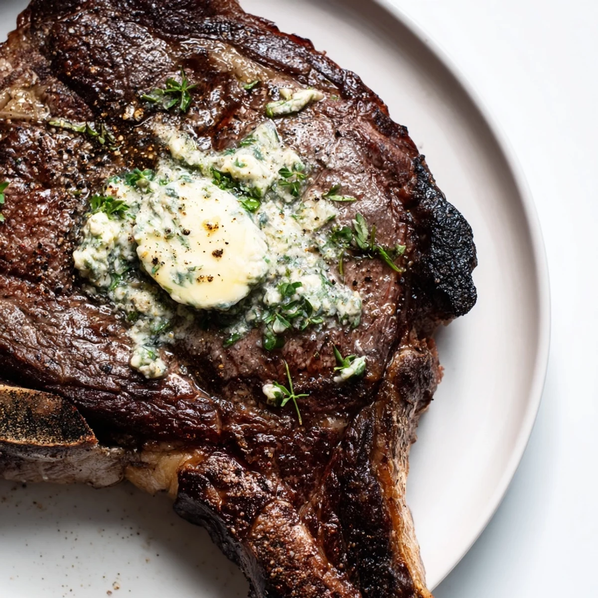 Garlic Herb Butter Beef Dinner Steak resting after a perfect sear in a cast iron skillet.