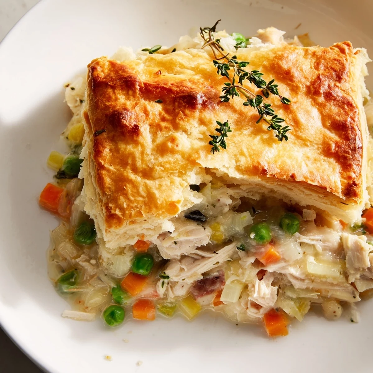 Eine wärmende Mahlzeit aus Amerika: zarter Hühnchen-Auflauf unter goldenem Biscuit-Kruste.