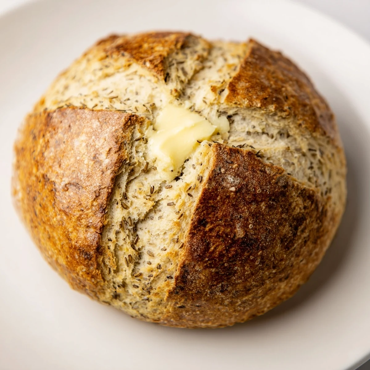 Goldene Irish Soda Bread mit Caraway und Butter, perfekt zu Suppe