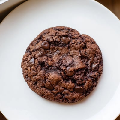 These chewy chocolate cookies, still warm from the oven, offer a delicious chocolate aroma.