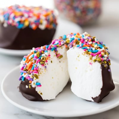 Chocolate Dipped Marshmallows with crushed pistachios and shredded coconut resting on parchment, ready for gifting or dessert platters.