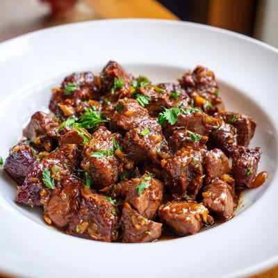 Zarte Rinderfleisch Stücke aus dem Schmortopf